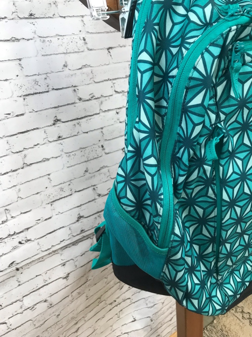 Land’s end | Turquoise Geometric Pattern Backpack - Picture 7 of 8